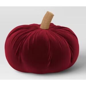 Threshold Pumpkin Shaped Velvet Throw Pillow Red New